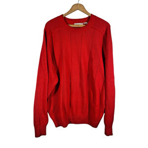 Liz Claiborne Sweater Size Large Mens Red Oversized Preppy Academia Thick Knit